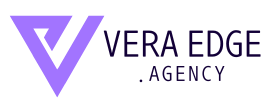 Vera Edge Logo with black text on the right of the logo